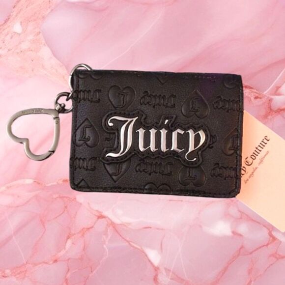Juicy Couture Black Liquorice Upgrade U Card Case Key Fob Wallet NWT - Picture 1 of 16